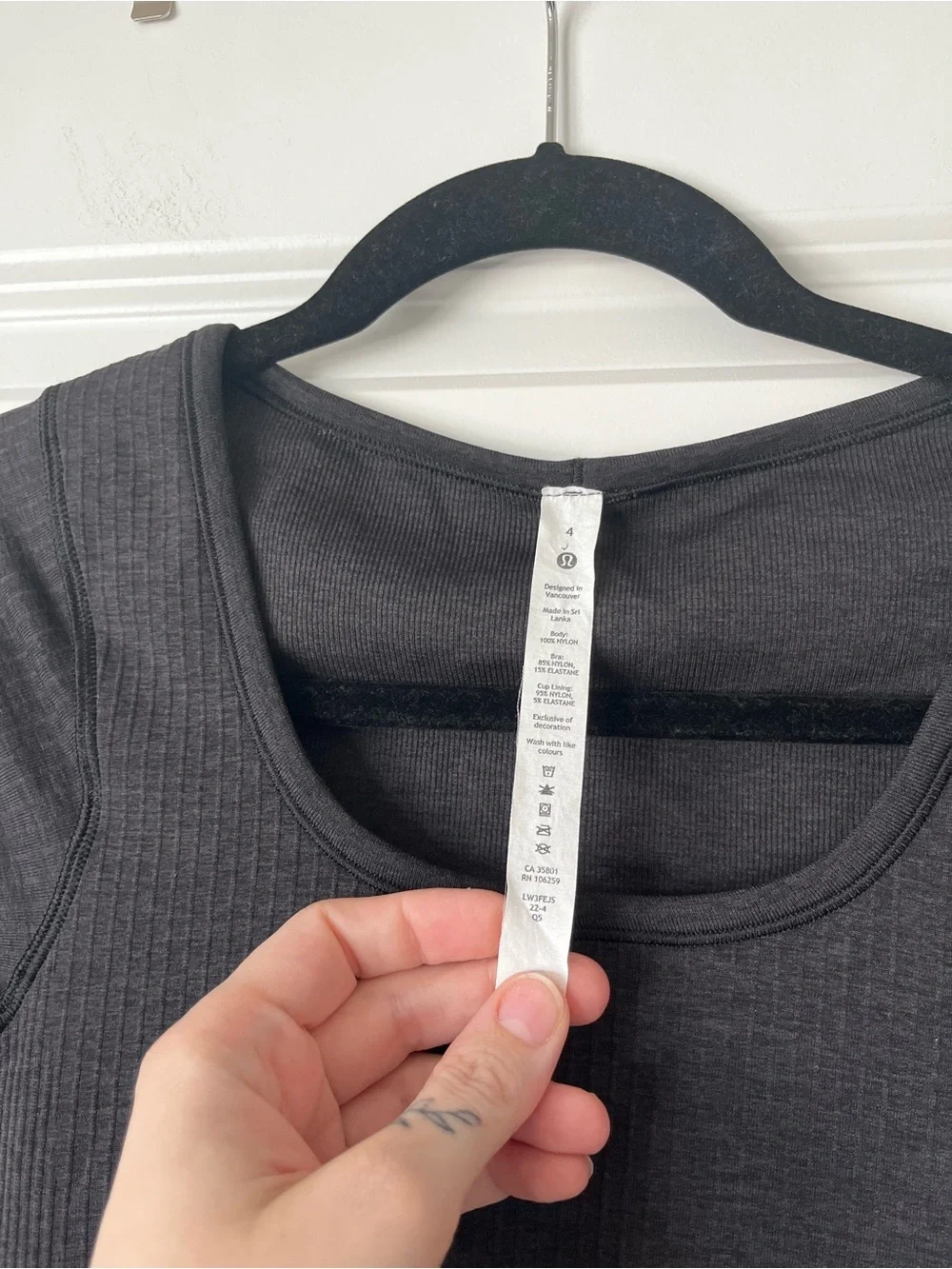 lululemon athletica dark charcoal gray Ribbed Scoop Neck Short Sleeve Top